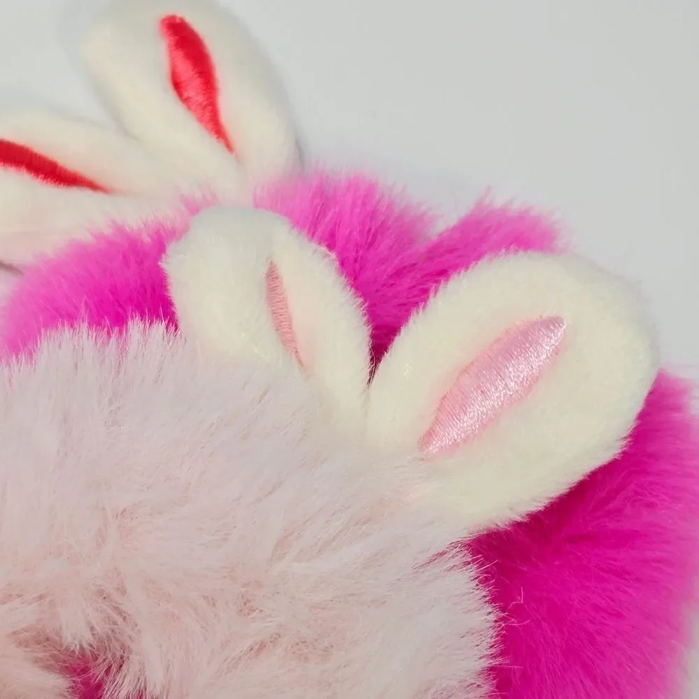 Fluffy Bunny Ear Hair Ties Pink Barbiecore Faux Fur Rabbit Set 2pc Scrunchies